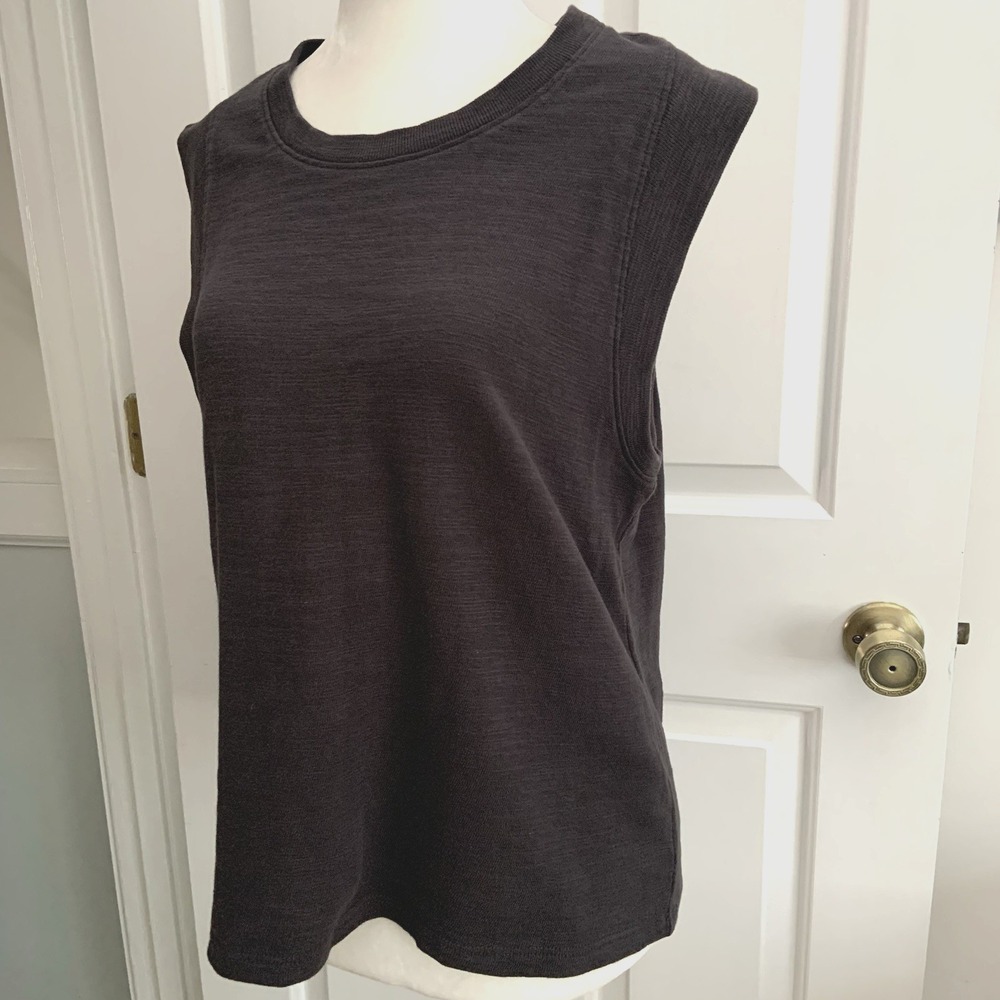Faherty Sunwashed Organic Cotton Muscle Tank Top Gray Medium Relaxed Crew Neck